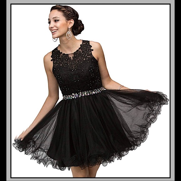 *HP Semi Formal Short Lace Beaded TULLE NWT PROM - Picture 3 of 8